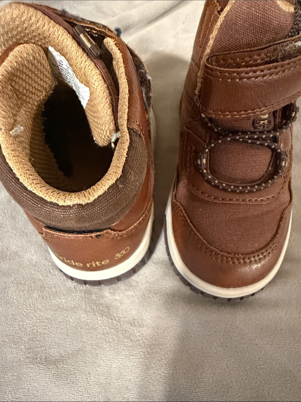 Stride Rite Brown Leather & Canvas Kids Boots